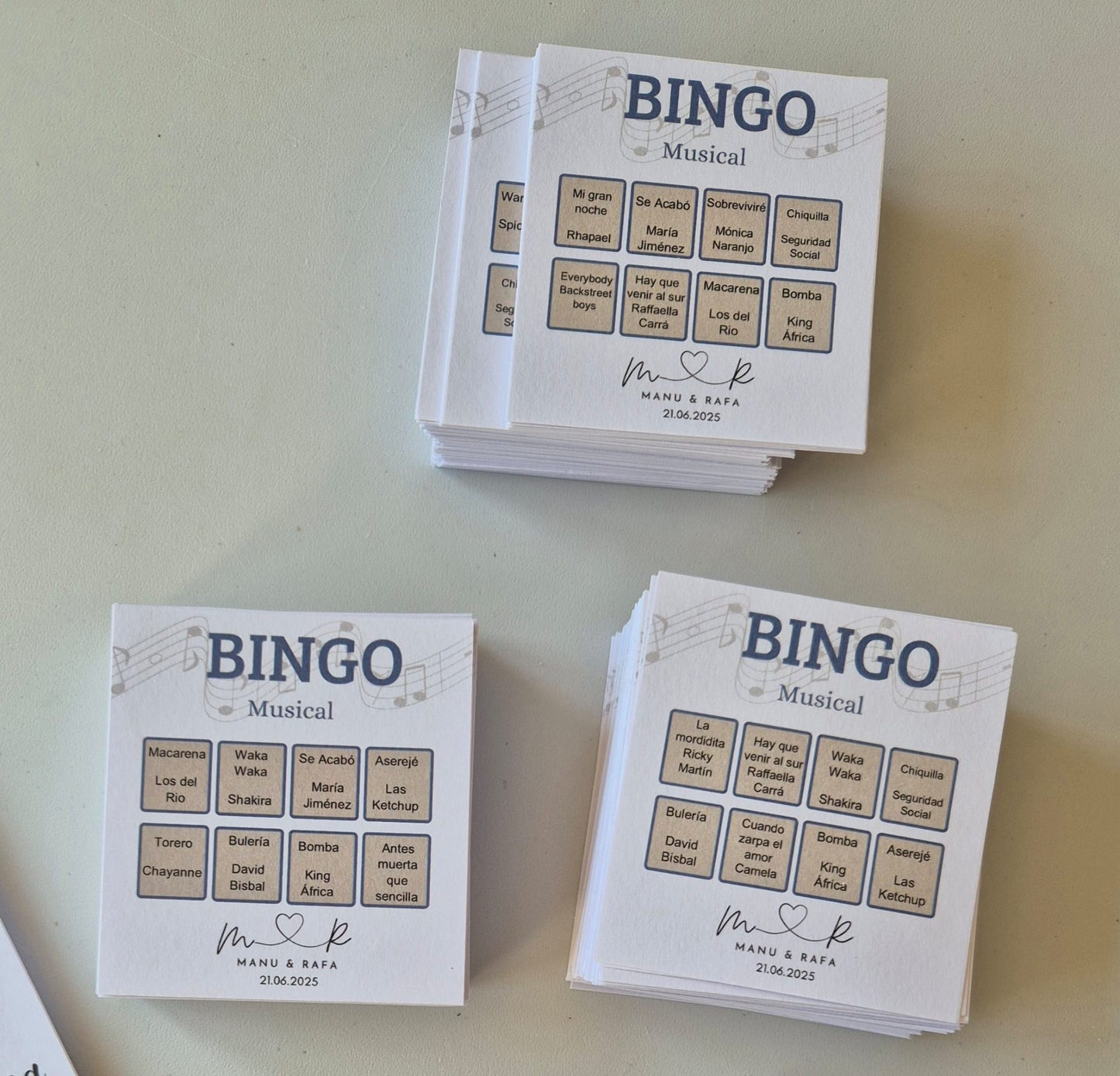 CARTONES PARA BINGO MUSICAL