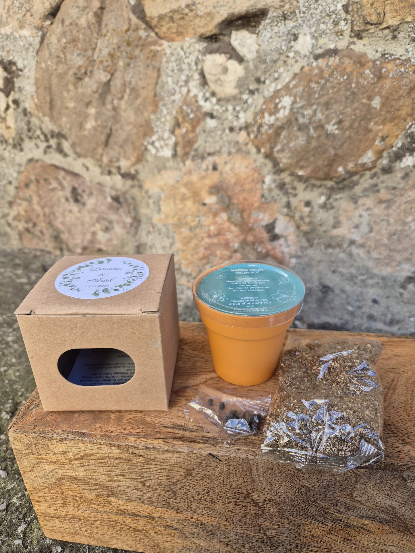 MACETA BIODEGRADABLE CON SEMILLAS DE PETUNIA