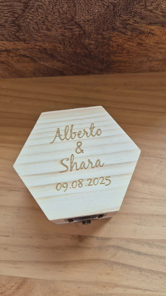 CAJA PORTA ALIANZAS MADERA PERSONALIZADA