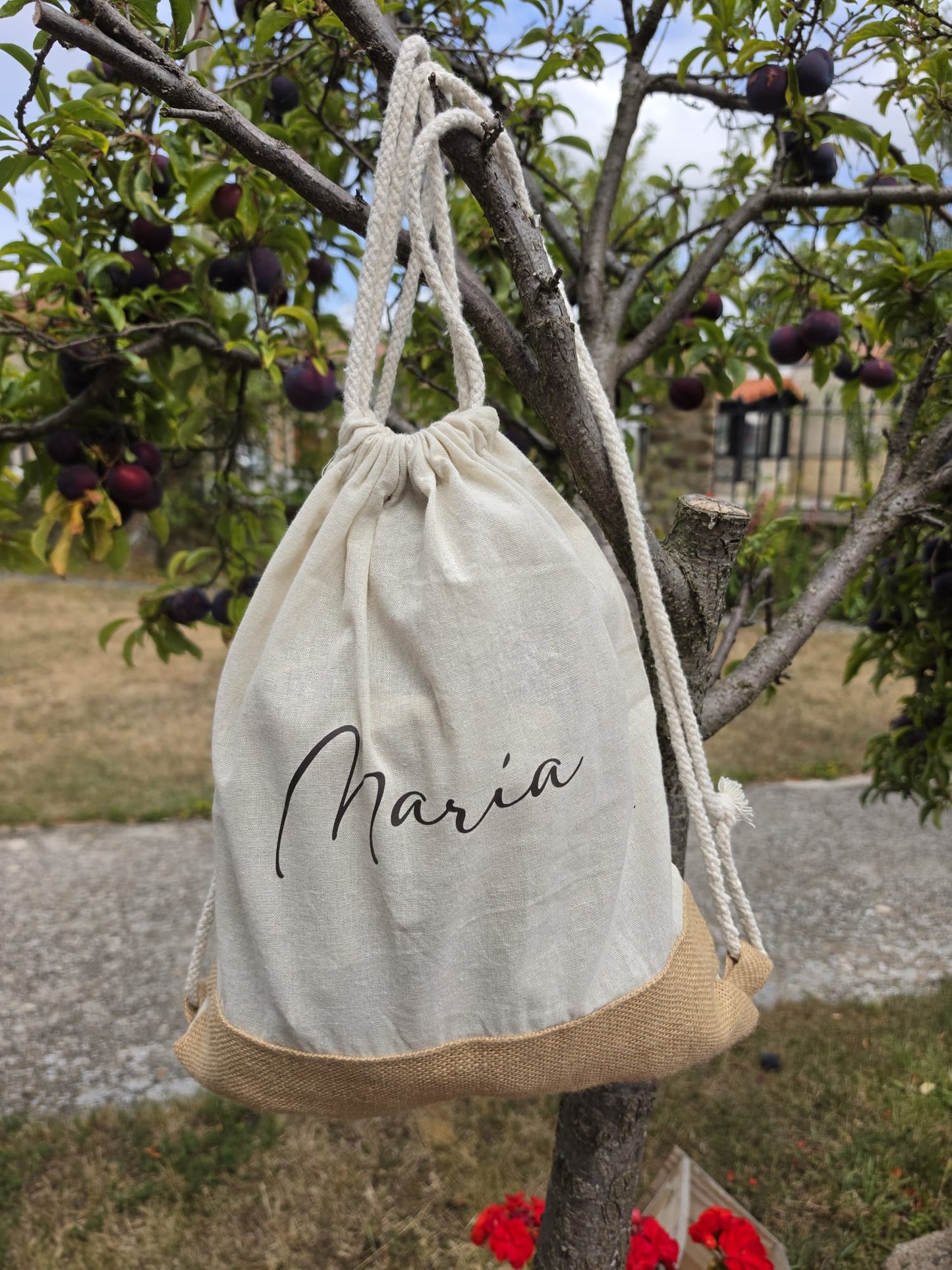 MOCHILA YUTE CUERDA PERSONALIZADA
