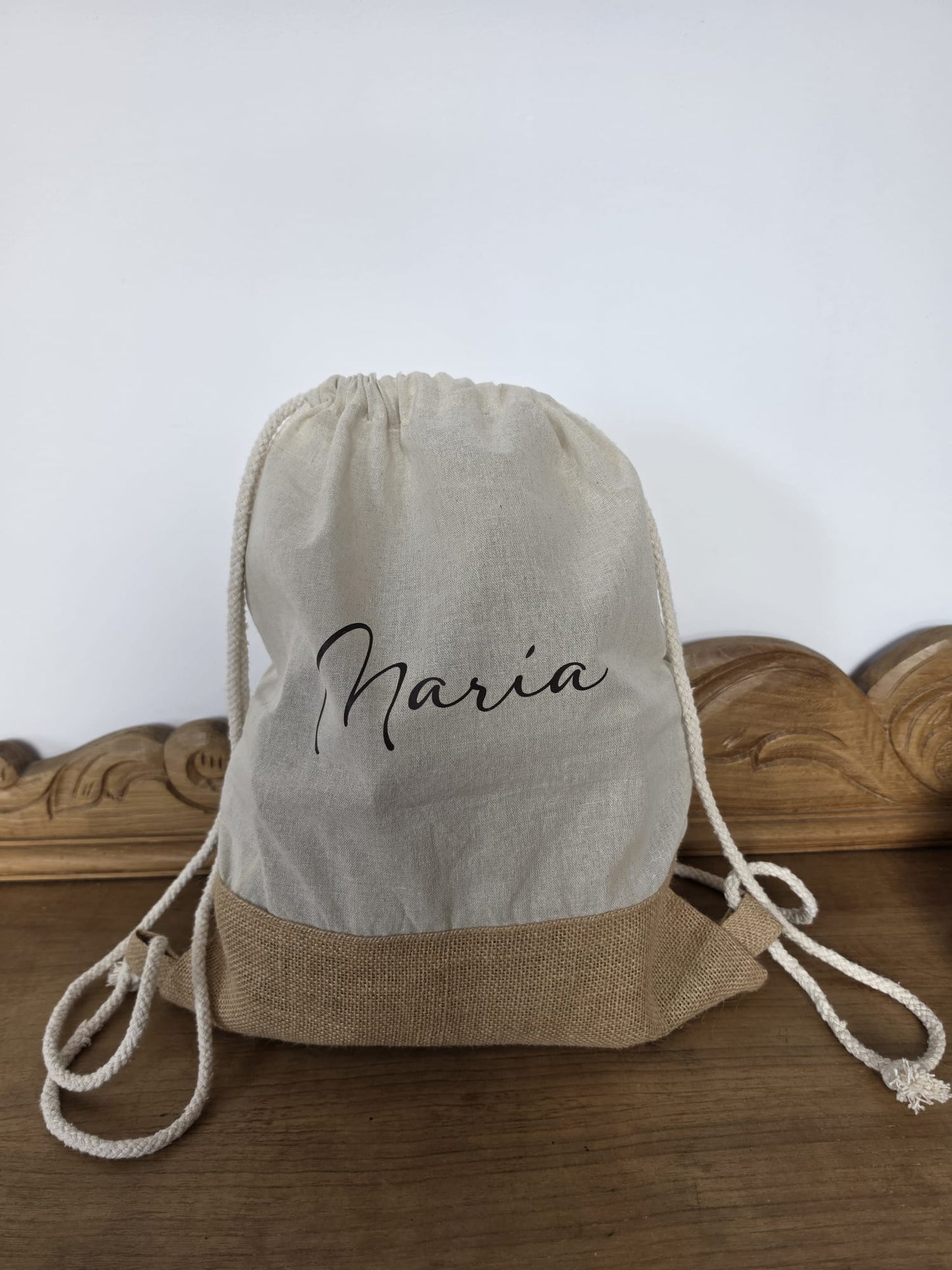 MOCHILA YUTE CUERDA PERSONALIZADA